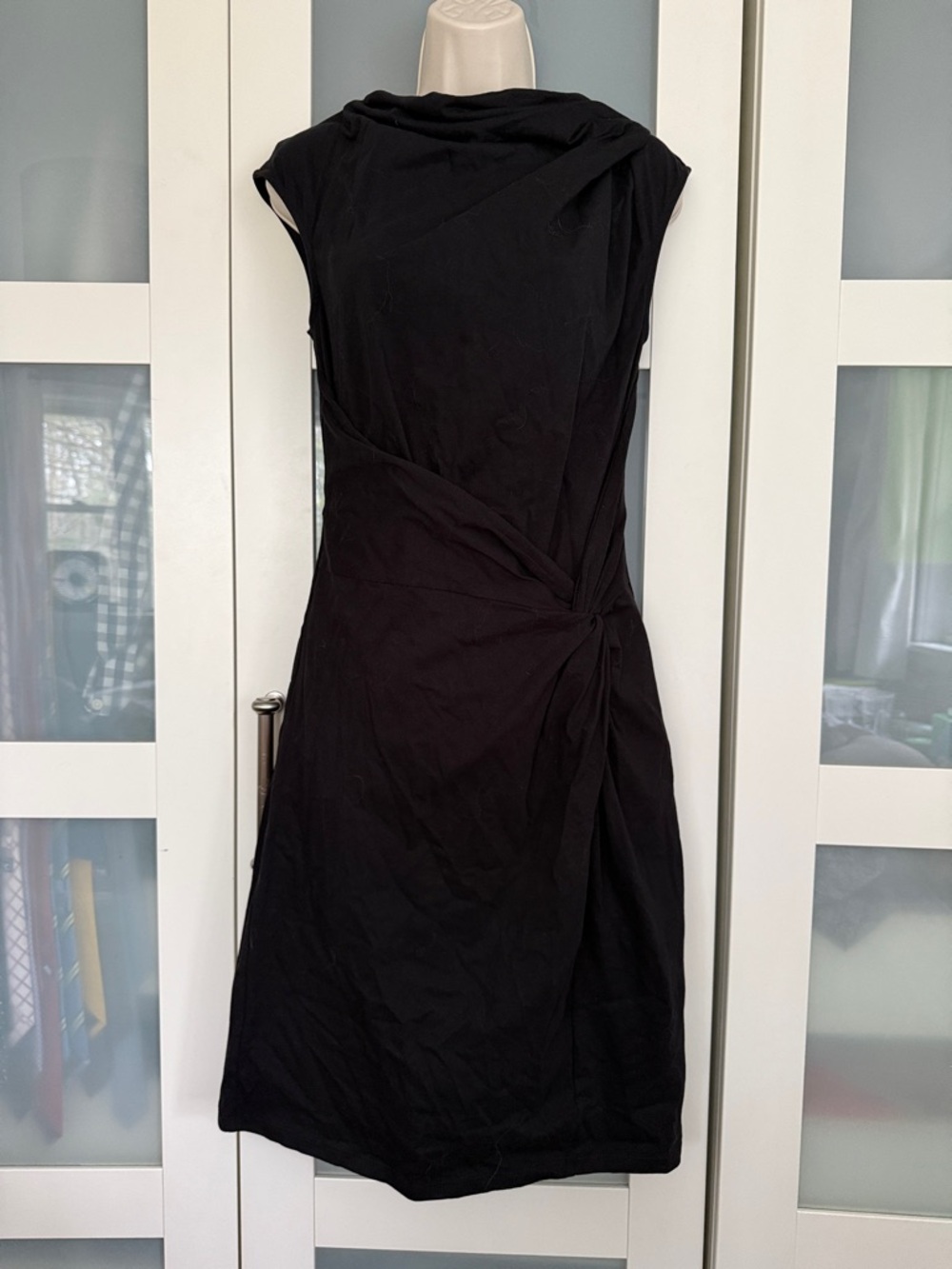 eshakti Black Twist-Waist Midi Sheath Dress Medium 10